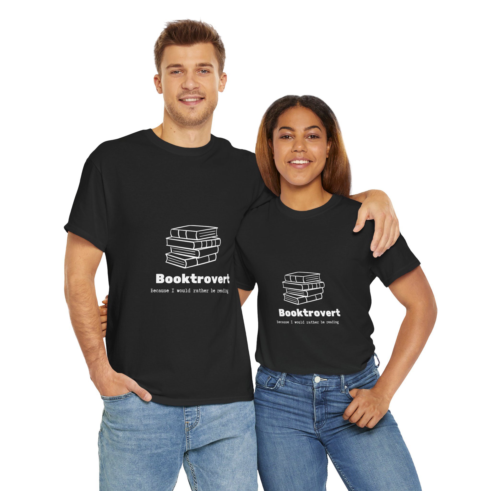 Booktrovert 3 Unisex Heavy Cotton Tee - Introvert Book Lover Reading Shirt, Bookworm Gift, Literary T-Shirt, Bibliophile Top, Reading Fan - Image 2