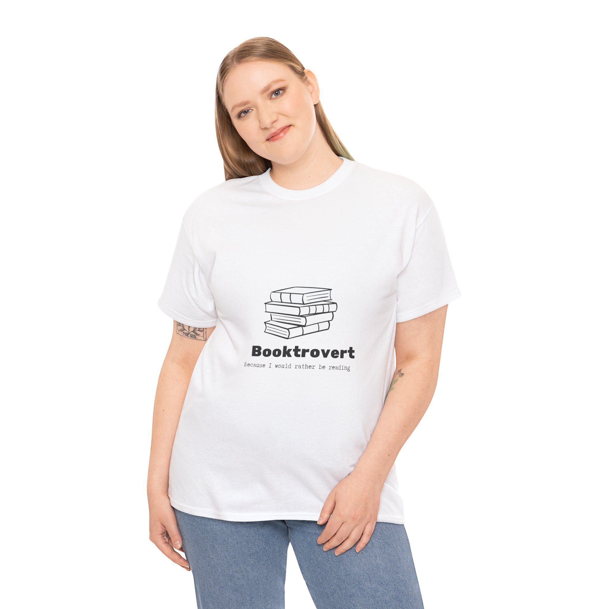 Booktrovert 3 Unisex Heavy Cotton Tee - Introvert Book Lover Reading Shirt, Bookworm Gift, Literary T-Shirt, Bibliophile Top, Reading Fan - Image 8