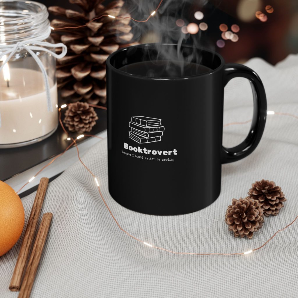 Booktrovert 3 Mug, Introvert Mug, Black Coffee Mug, Book Lover Gift, Literary Mug