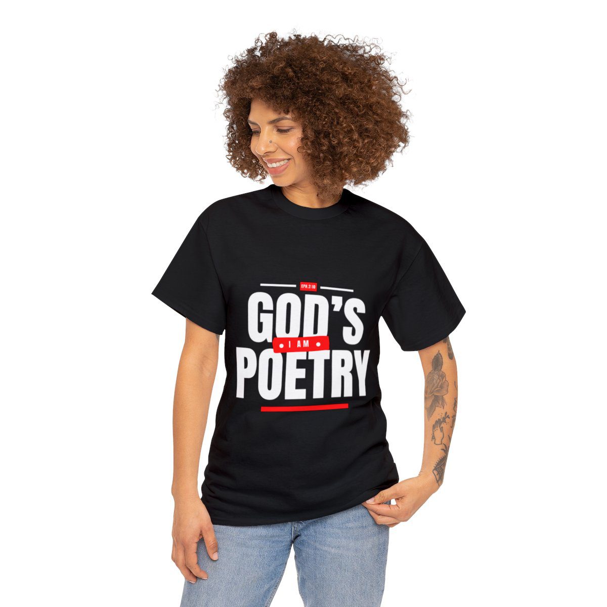 I Am God's Poetry Unisex Heavy Cotton Tee (Say It Loud Dark) - Image 4