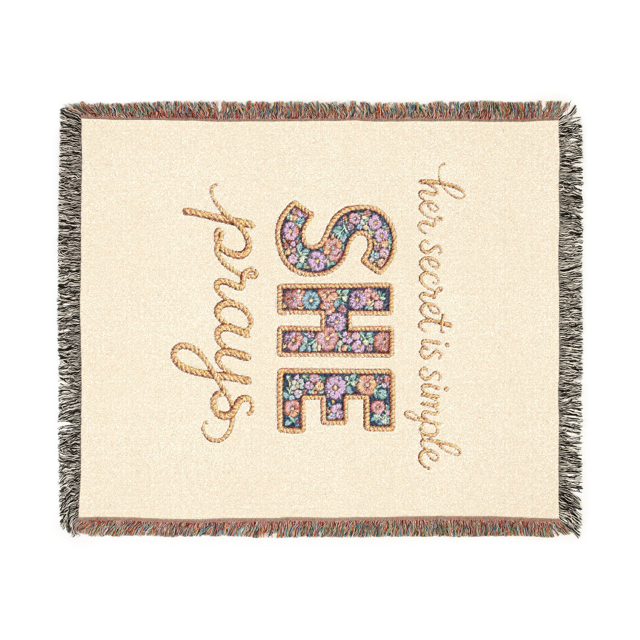 Her Secret is Simple SHE Prismatic Letter Woven Blanket | Inspirational Throw - Image 5